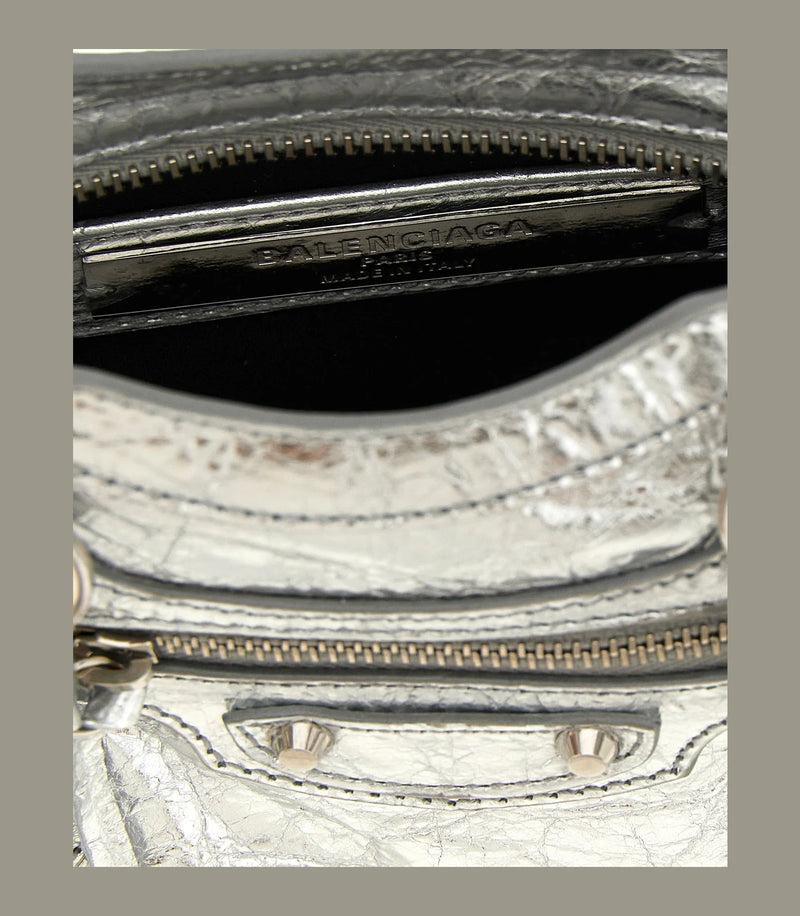 Balenciaga Cross Body Bag in silver, Lamb Leather — view 4
