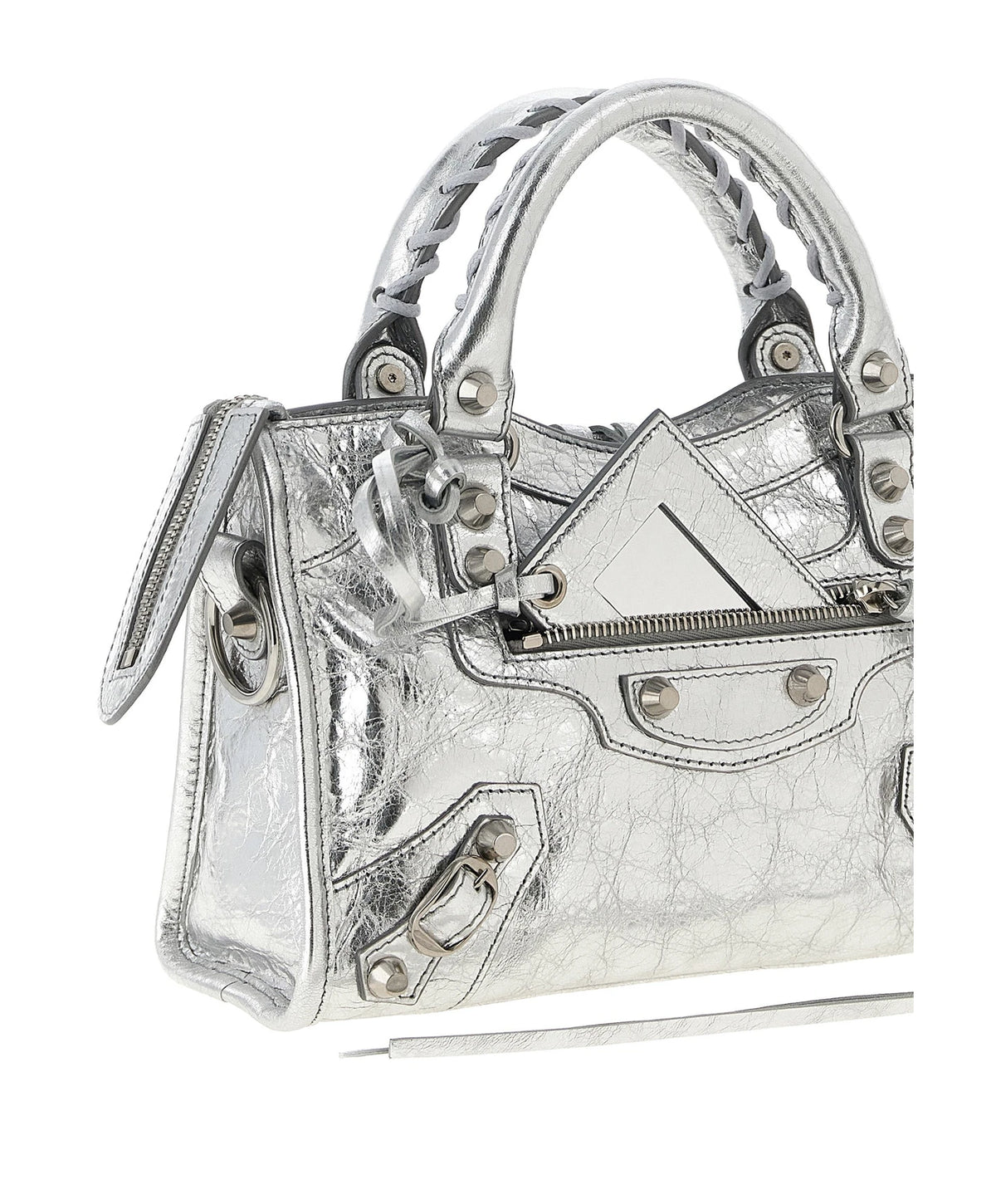 Balenciaga Satchel Bag in silver, Lamb Leather — view 3