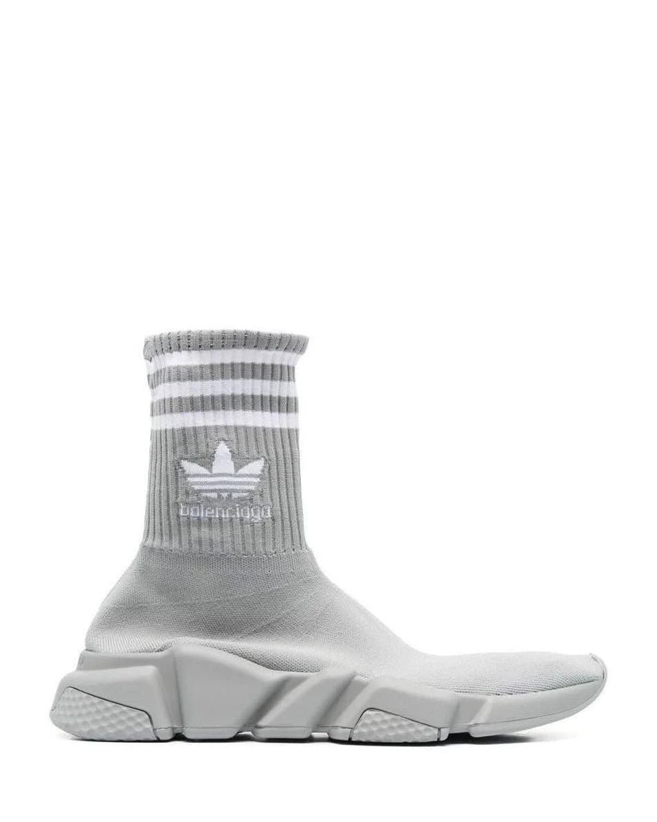 Balenciaga X Adidas Gray Nylon Athletic Sneakers 