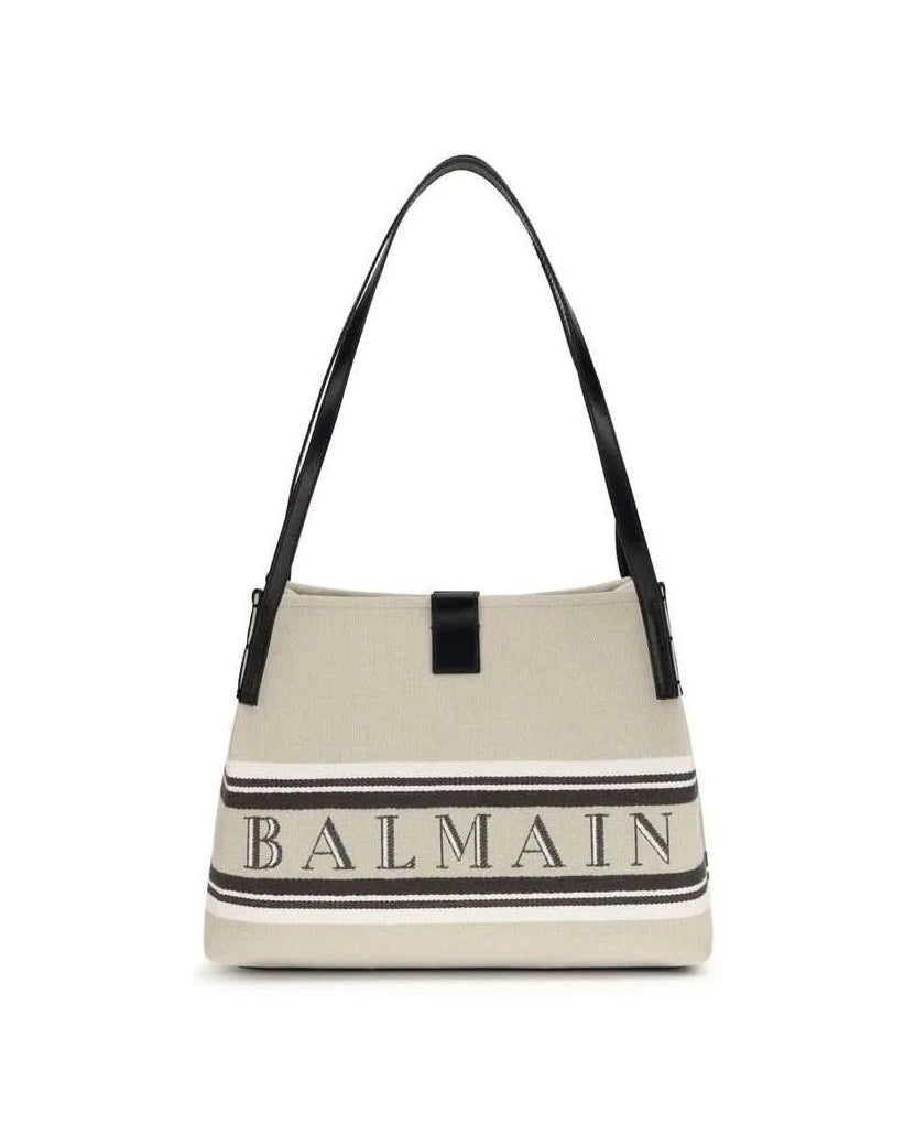 Balmain Beige Cotton Shoulder Bag