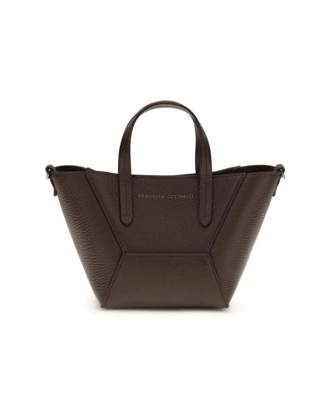 Brunello Cucinelli Leather Bordeaux Calf Bos Taurus Shoulder Bag 