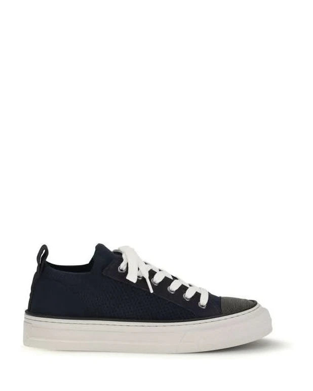 Brunello Cucinelli Black Cotton Low Top Sneakers 