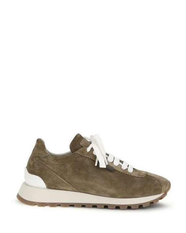Brunello Cucinelli Brown Calf Leather Bos Taurus Platform Sneakers 