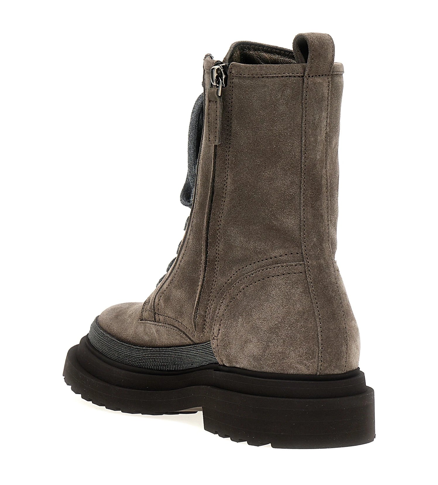 Brunello Cucinelli Ankle Boots in gray, Leather — view 3