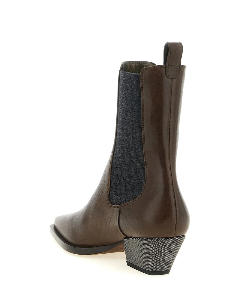 Brunello Cucinelli Chelsea Boots in brown, Cow Leather — view 3