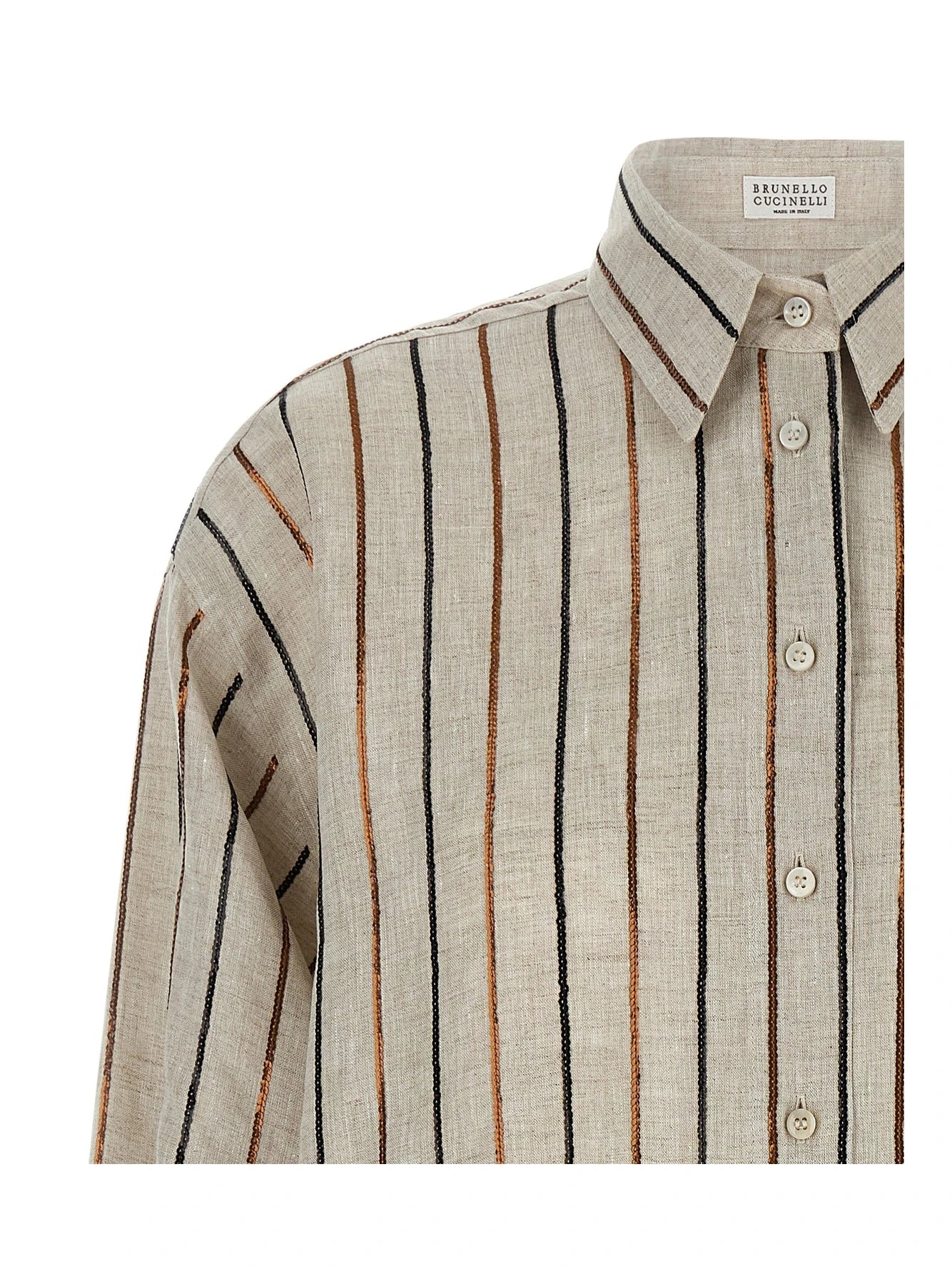 Brunello Cucinelli Dress Shirt in beige, Linen — view 3