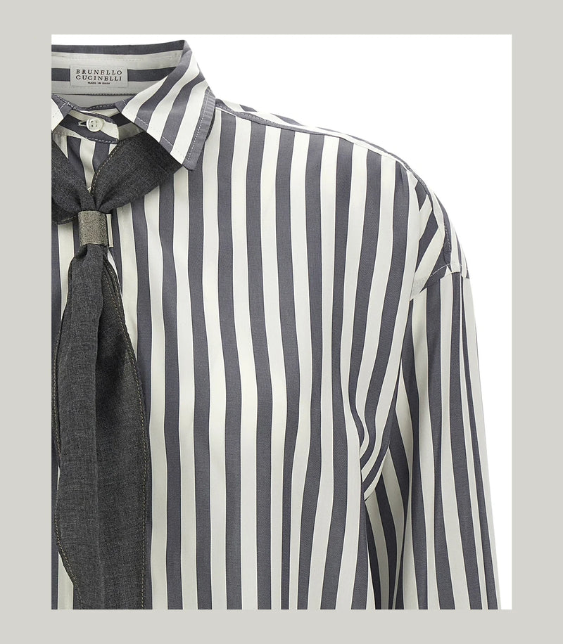 Brunello Cucinelli Dress Shirt in gray, Silk — view 3