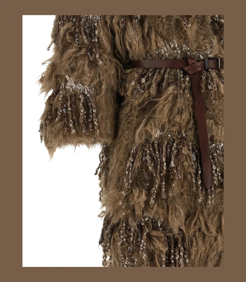 Brunello Cucinelli Overcoat in brown, Mohair Wool — view 4