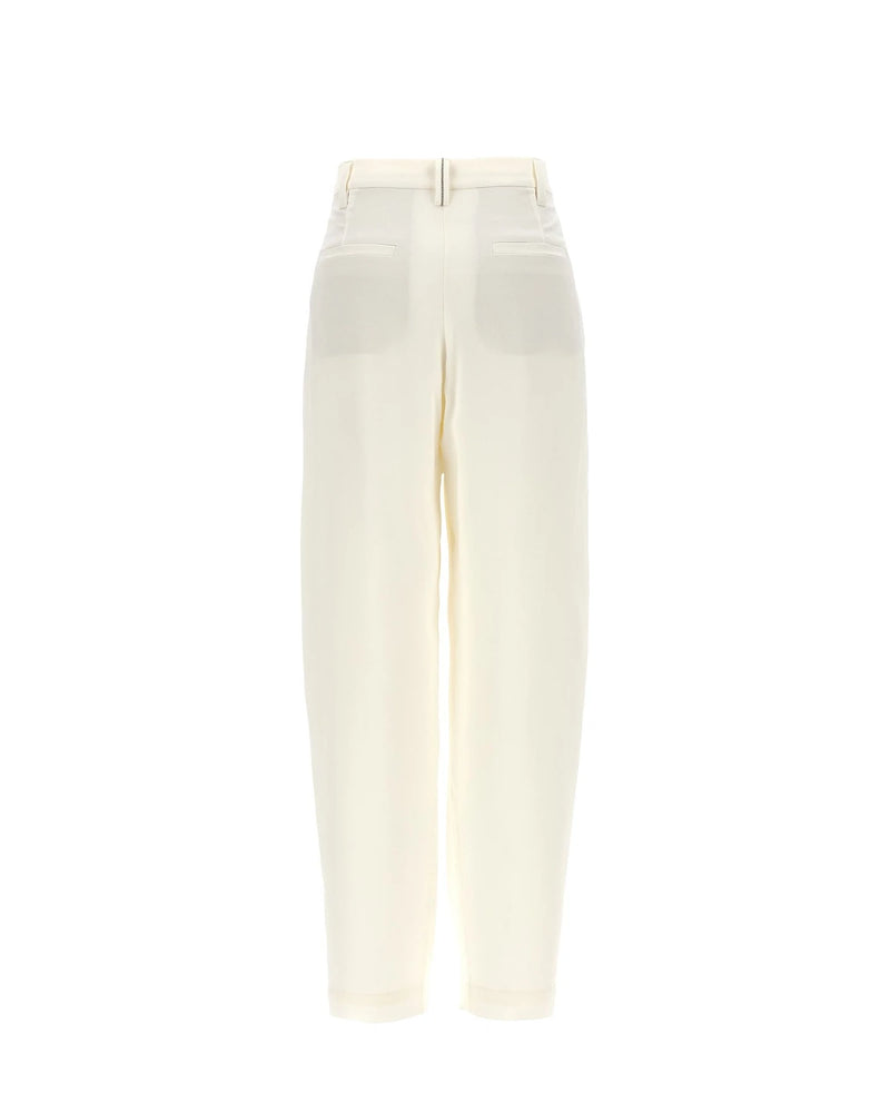 Brunello Cucinelli Palazzo Pant in white, Silk — view 2