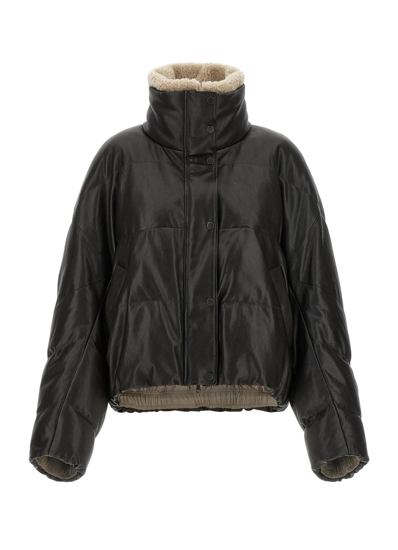 Brunello Cucinelli Puffer Jacket in brown, Lamb Leather