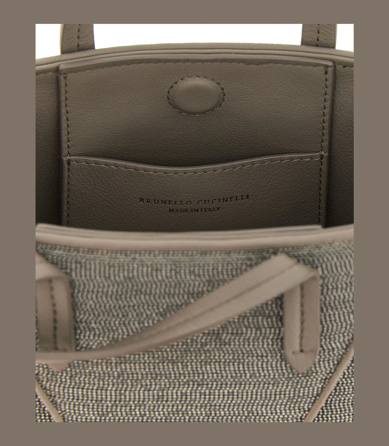 Brunello Cucinelli Tote Bag in gray, Calfskin Leather — view 4