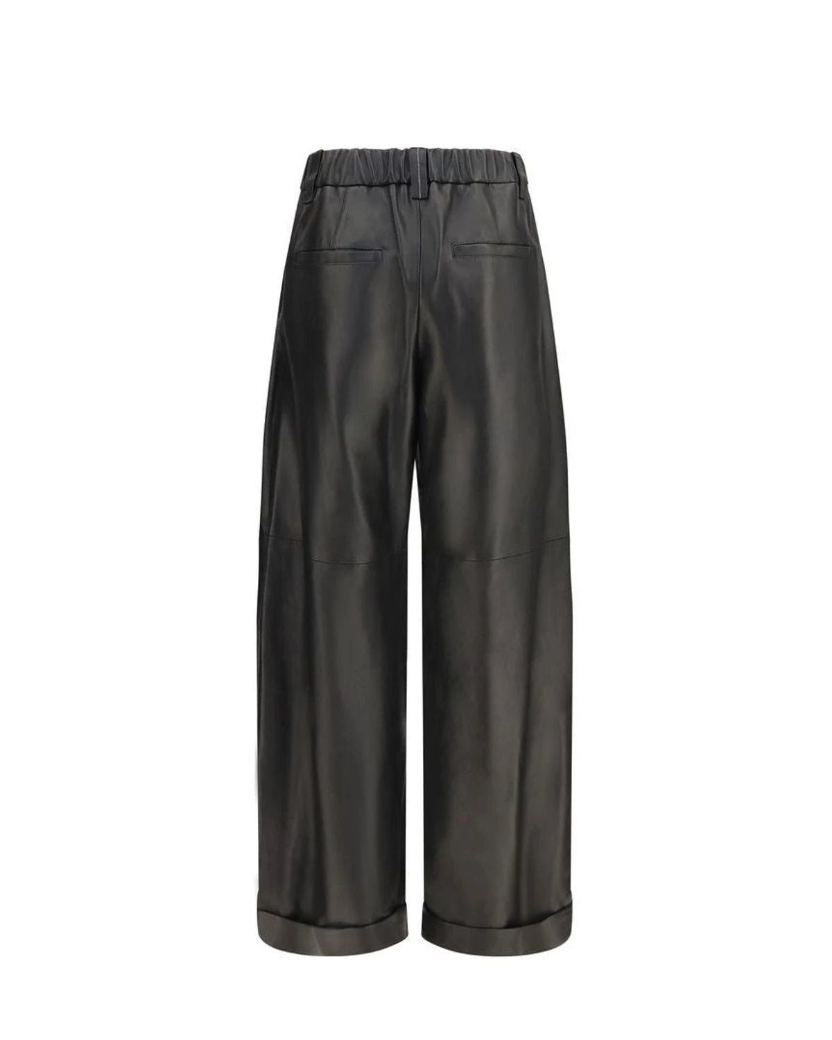 Brunello Cucinelli Trouser in black, Leather — view 2