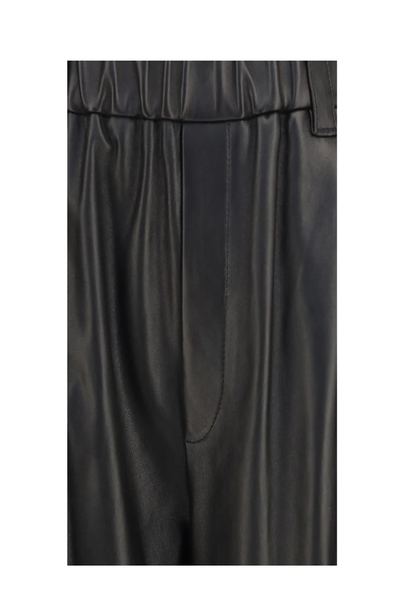 Brunello Cucinelli Trouser in black, Leather — view 3