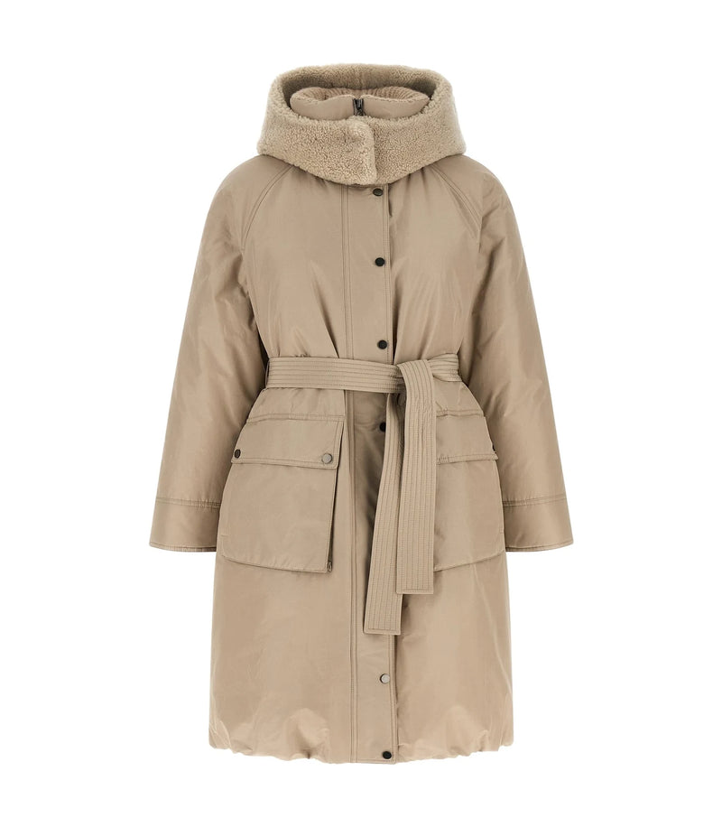 Brunello Cucinelli Wrap Coat in beige, Cotton