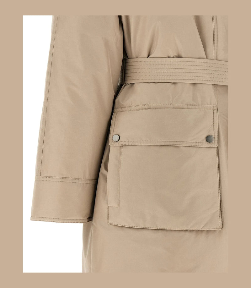 Brunello Cucinelli Wrap Coat in beige, Cotton — view 5