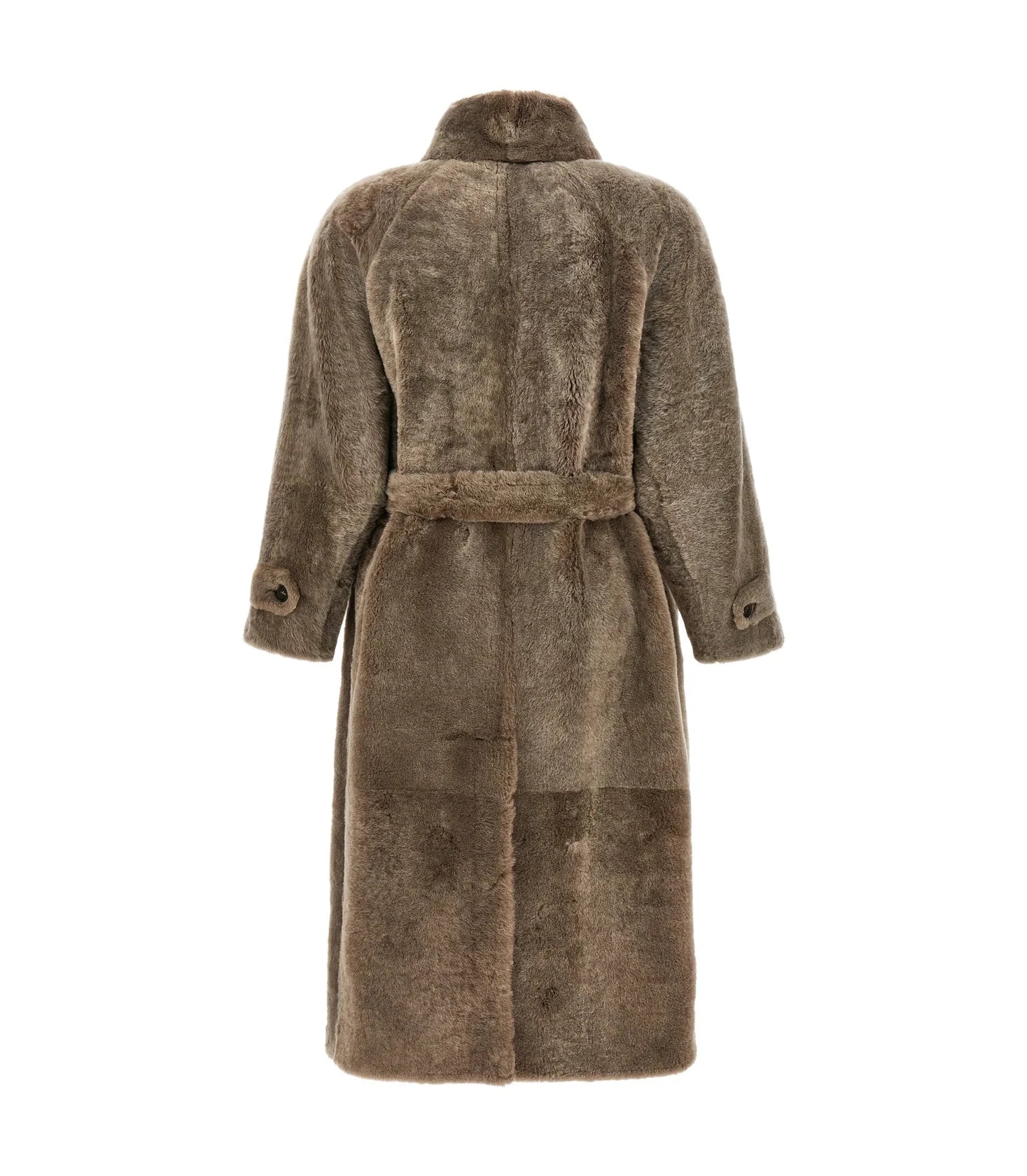 Brunello Cucinelli Wrap Coat in brown, Lamb Leather — view 2