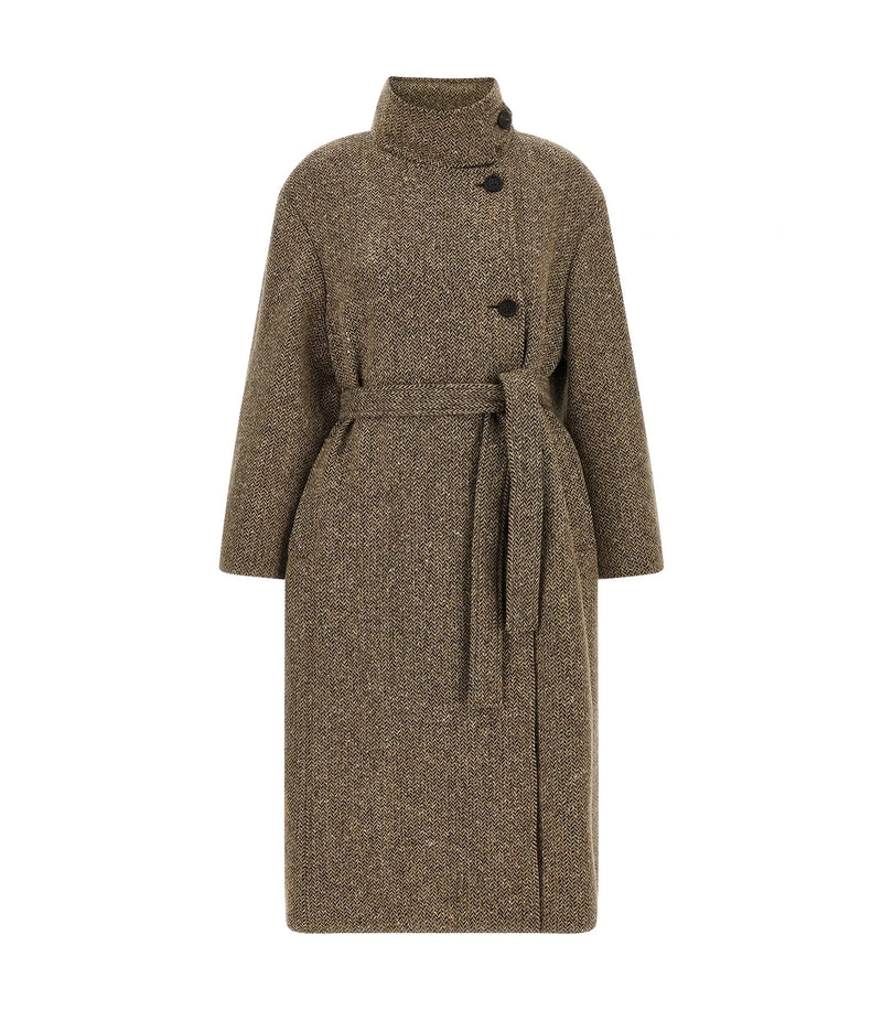 Brunello Cucinelli Wrap Coat in brown, Virgin Wool