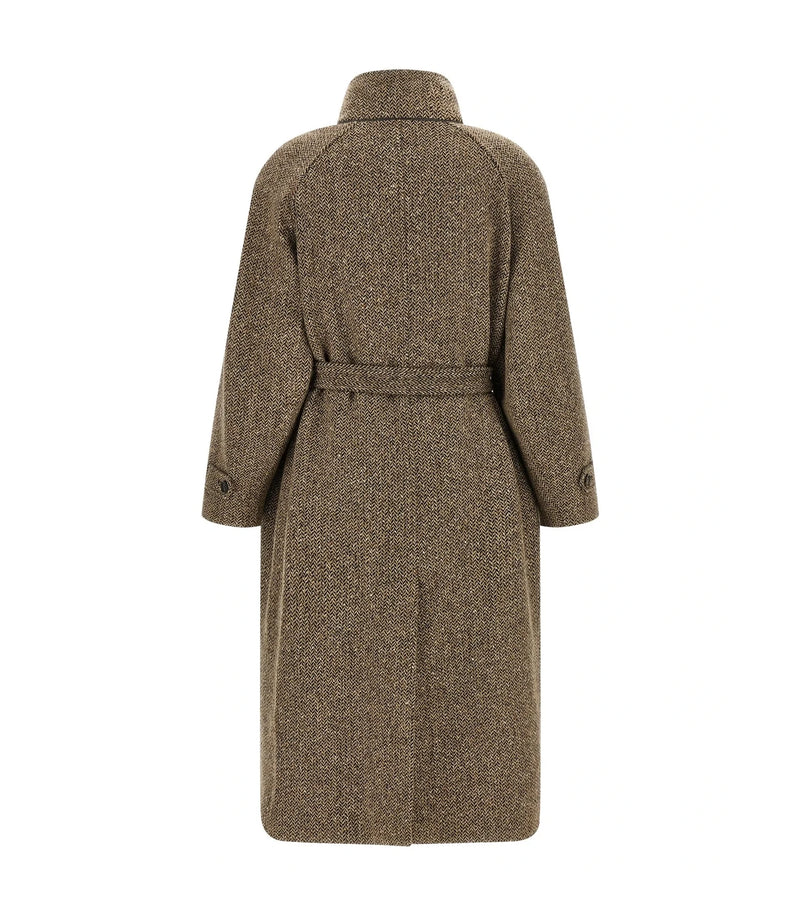 Brunello Cucinelli Wrap Coat in brown, Virgin Wool — view 2