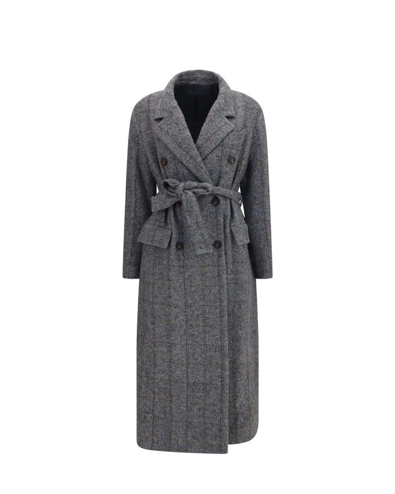 Brunello Cucinelli Wrap Coat in gray, Alpaca Vicugna