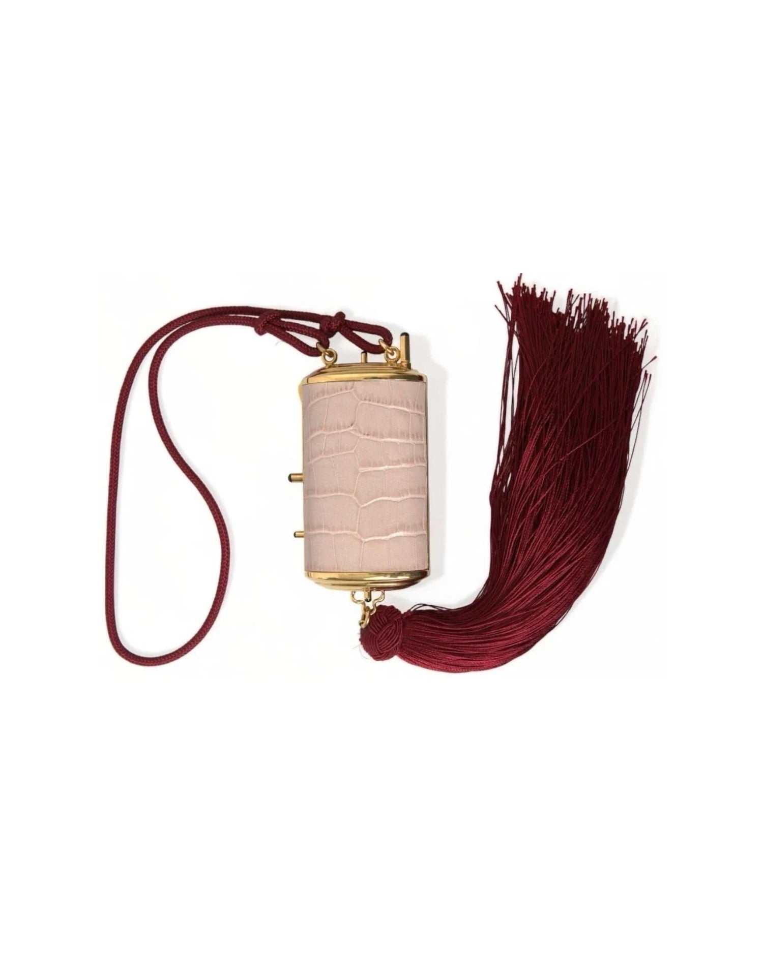 Dolce & Gabbana Pink Exotic Leather Mini Mirror Bag With Tassel Clutch Bags