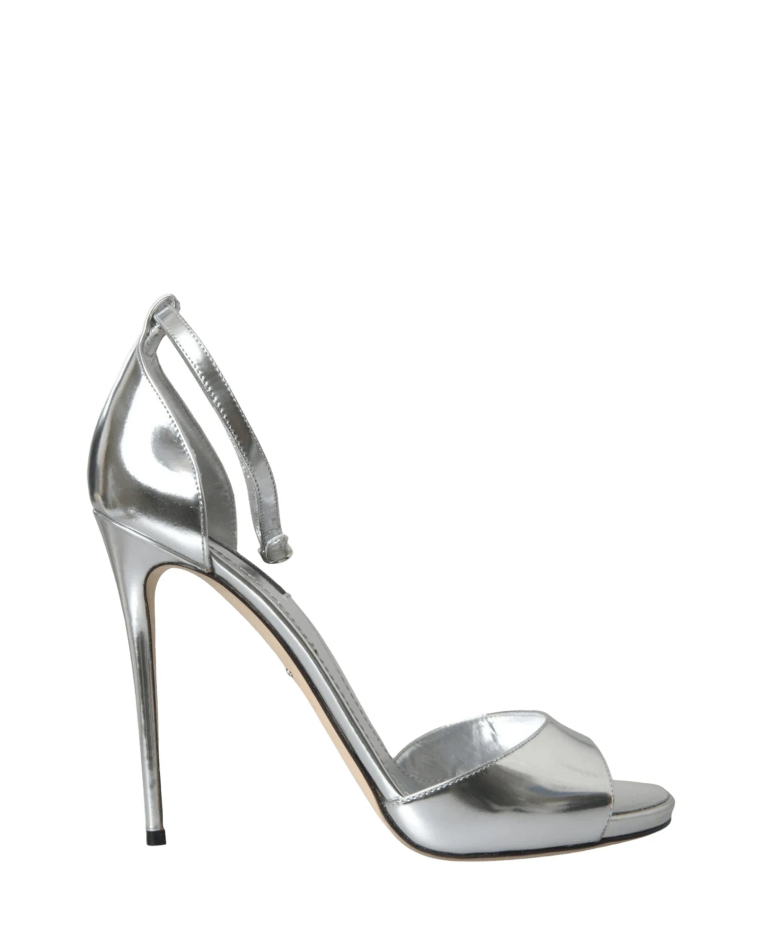 Dolce & Gabbana Silver Keira Leather Heels Sandals Shoes