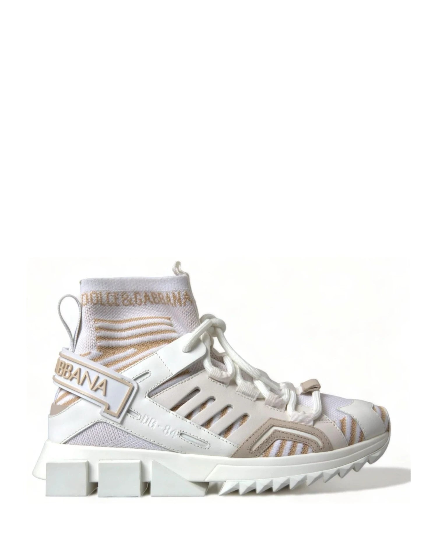 Dolce & Gabbana White Beige Sorrento Socks Sneakers Sneakers
