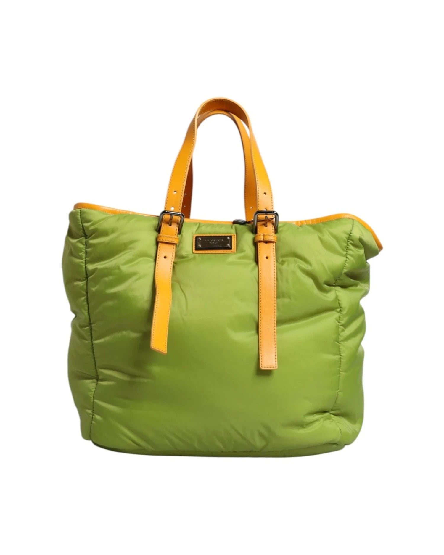 Dolce & Gabbana Green Nylon Padded Logo Plaque Tote Crossbody Bag Cross Body Bags