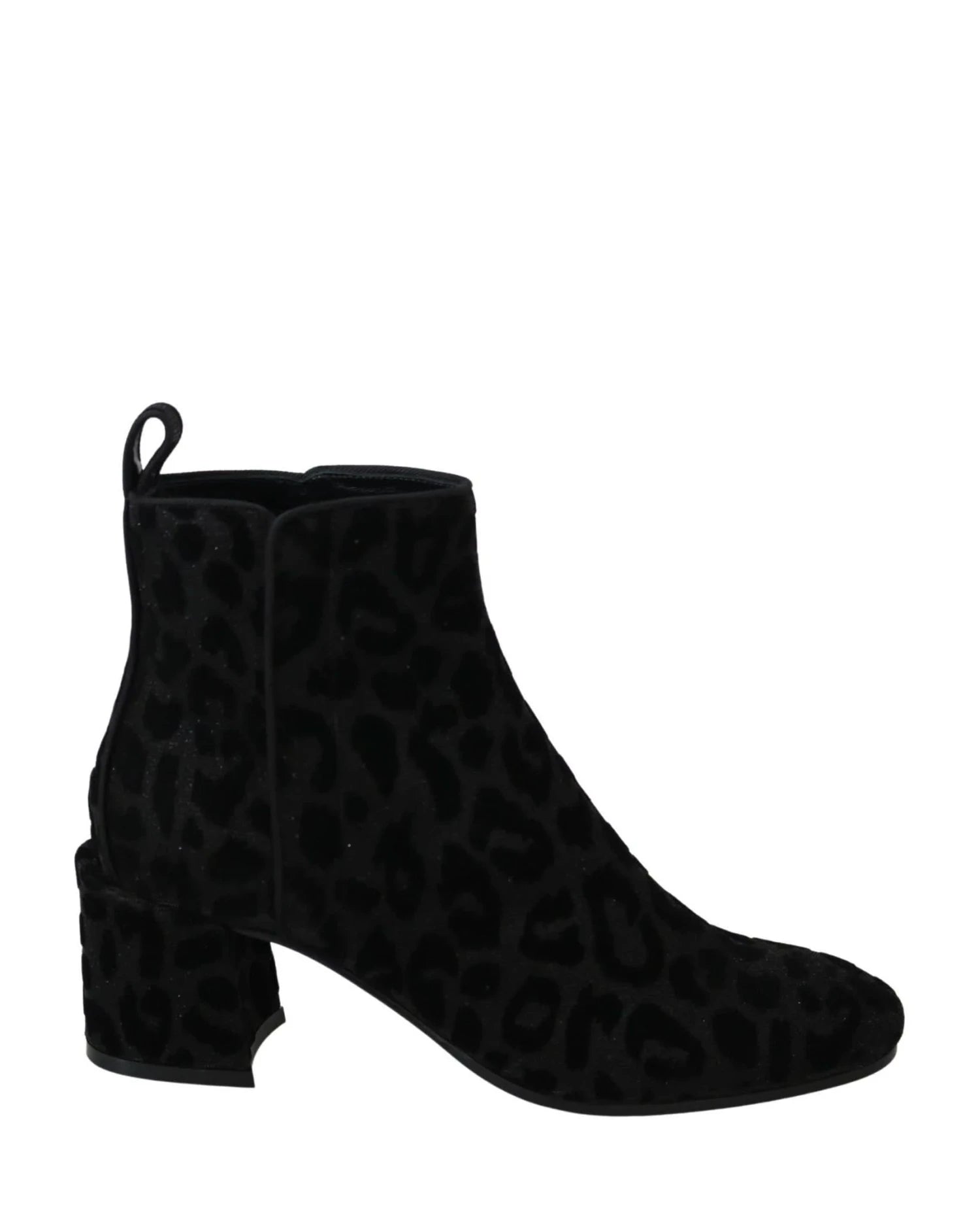 Dolce & Gabbana Black Leopard Short Boots Zipper Shoes Boots
