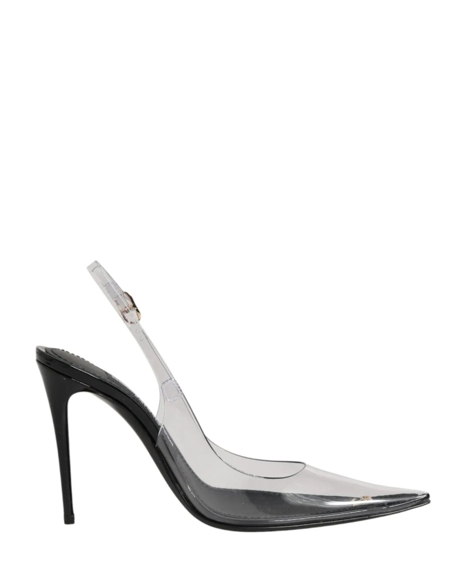 Dolce & Gabbana Black Leather Clear Pvc Slingback Pumps Shoes 