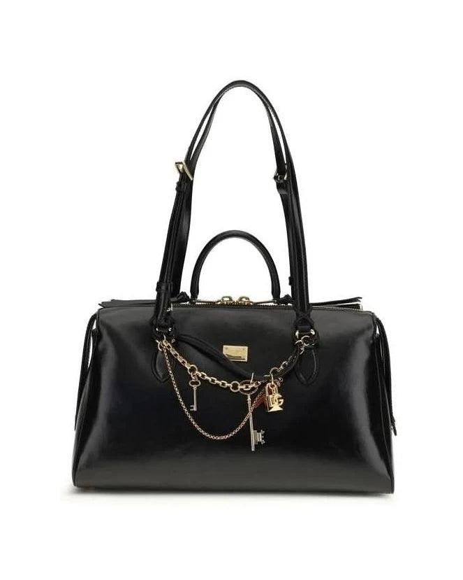 Dolce & Gabbana Black Calf Leather Bos Taurus Shoulder Bag 