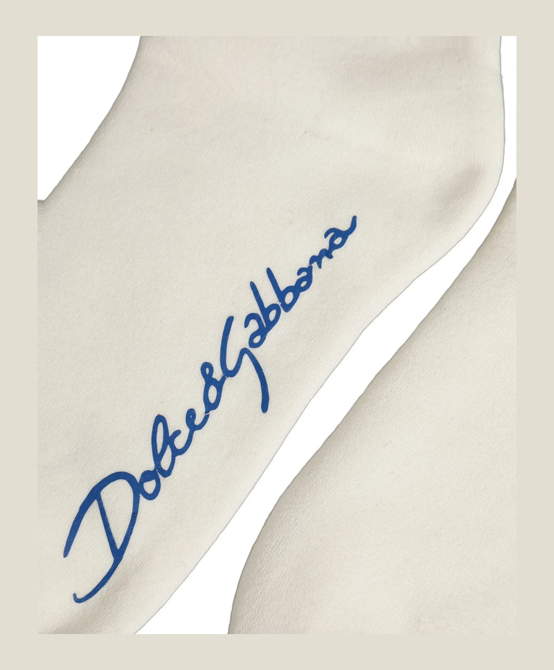 Dolce & Gabbana Crew Sock in white, Cotton — view 6