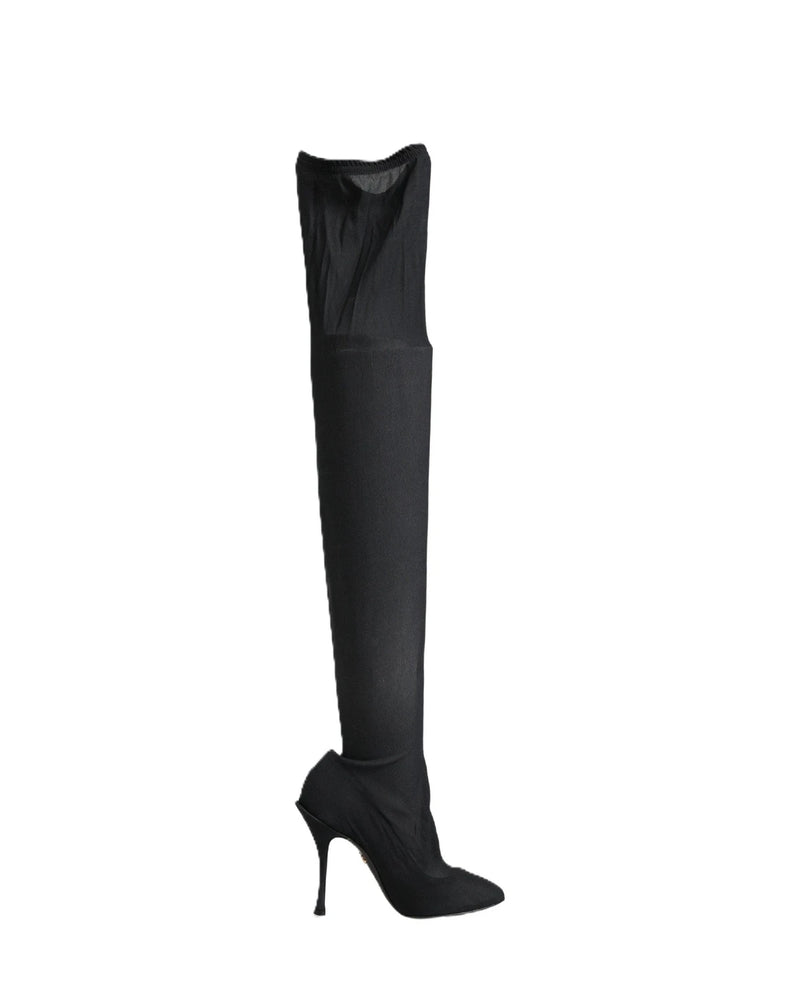 Dolce & Gabbana Knee High Boots in black, Elastane