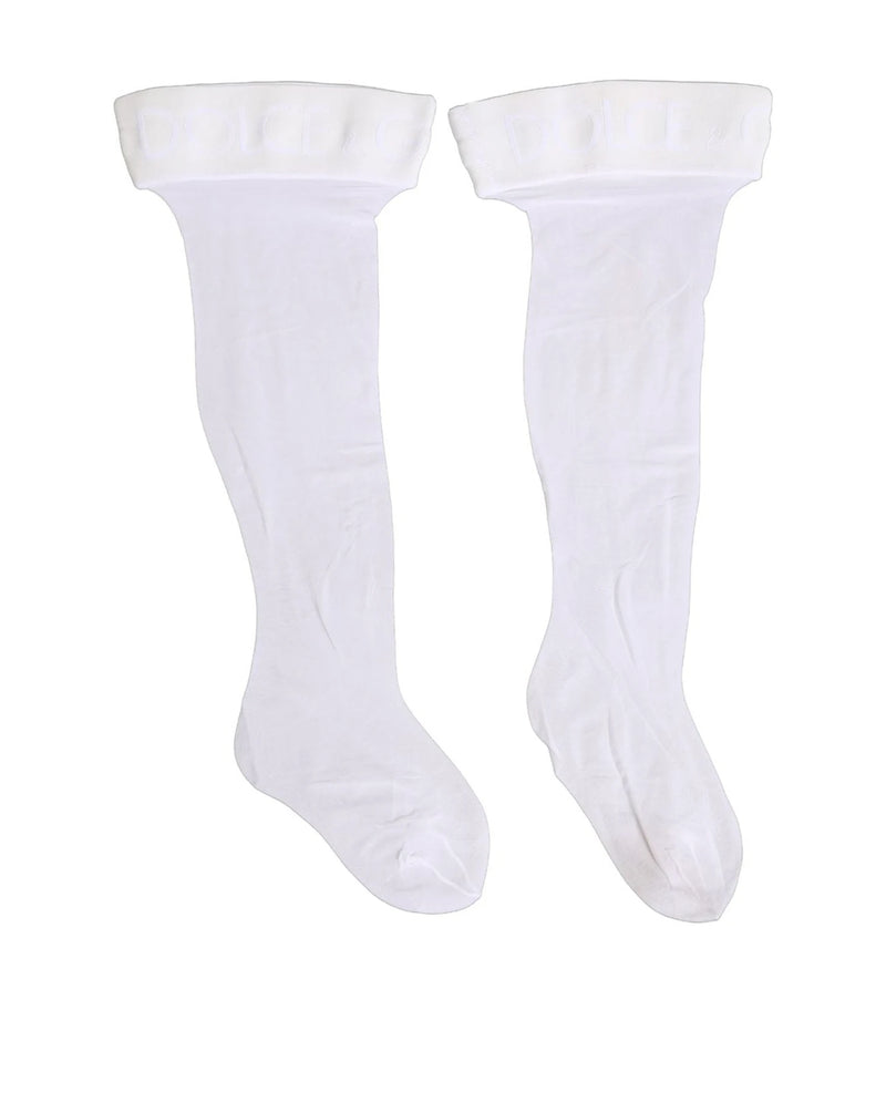 Dolce & Gabbana Knee Sock in white, Nylon — view 3