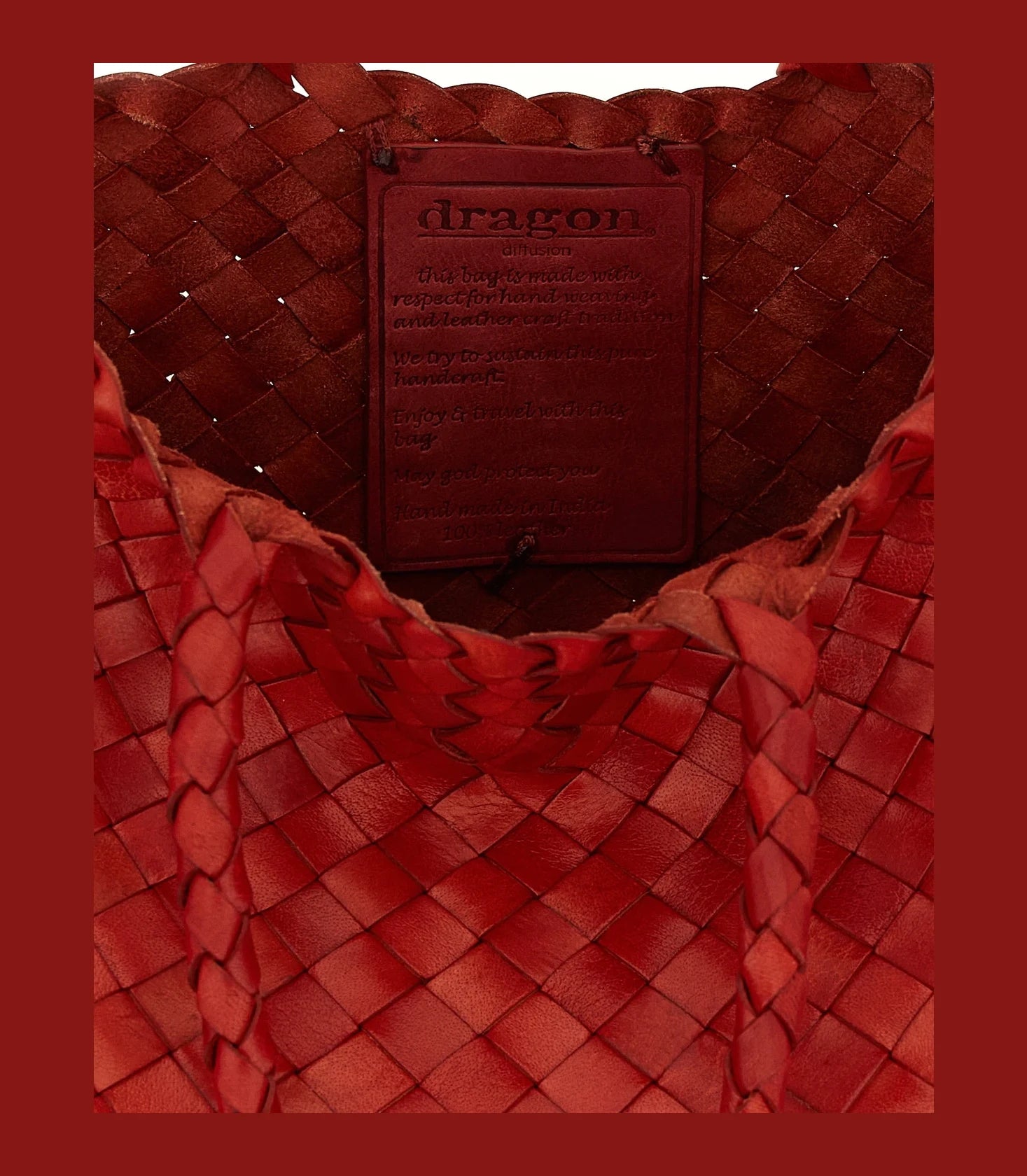 Dragon Diffusion Tote Bag in red, Calfskin Leather — view 4