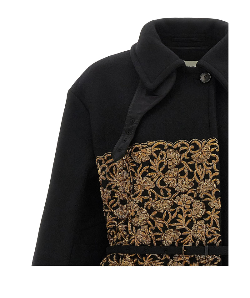 Dries Van Noten Overcoat in black, Wool — view 3