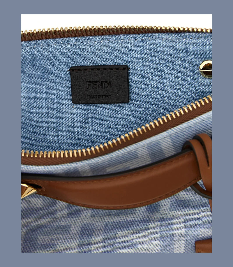 Fendi Baguette Handbag in blue, Cotton — view 4