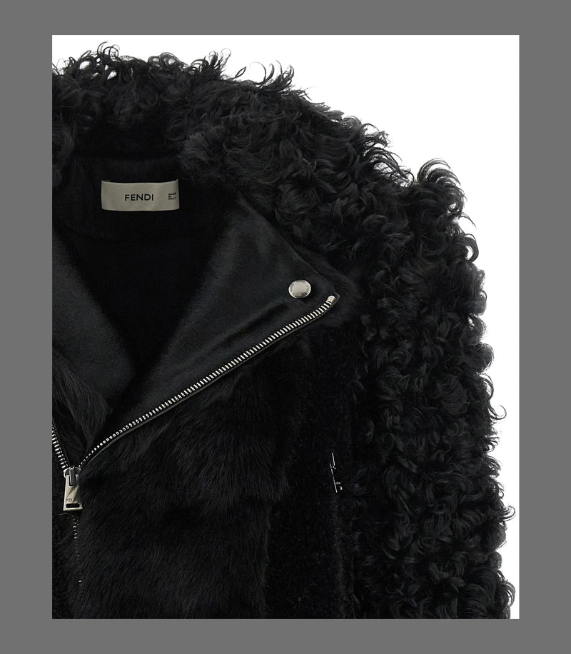 Fendi Bomber Jacket in black, Lamb Leather — view 3