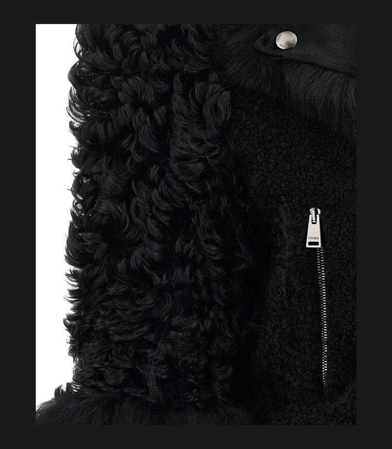 Fendi Bomber Jacket in black, Lamb Leather — view 5