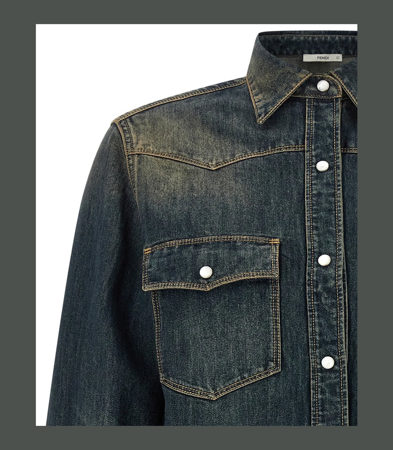 Fendi Dress Shirt in blue, Cotton — view 3