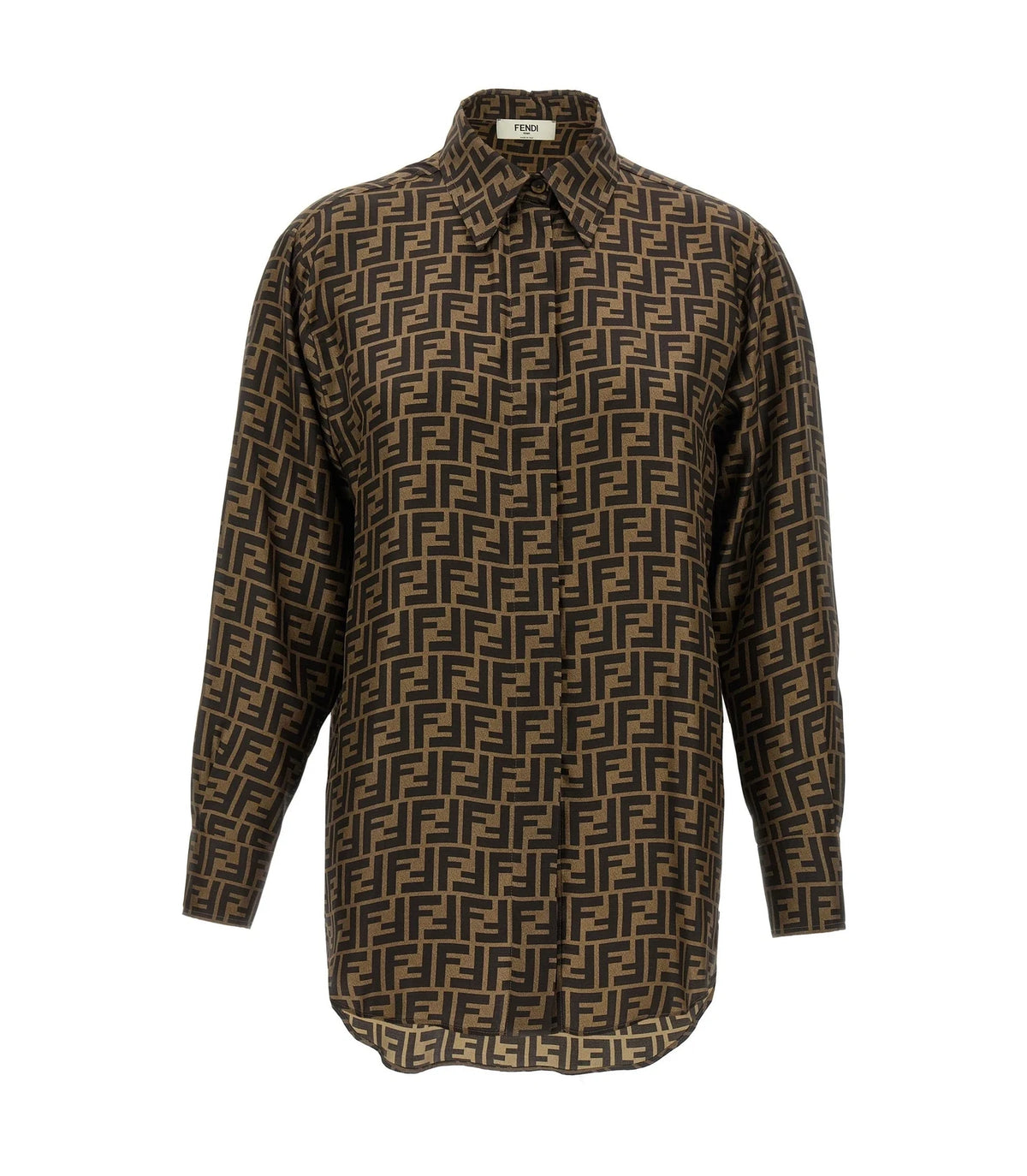 Fendi Dress Shirt in brown, Silk