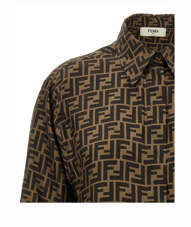 Fendi Dress Shirt in brown, Silk — view 3