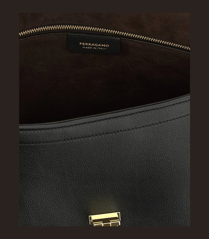 Ferragamo Shoulder Bag in black, Calfskin Leather — view 4