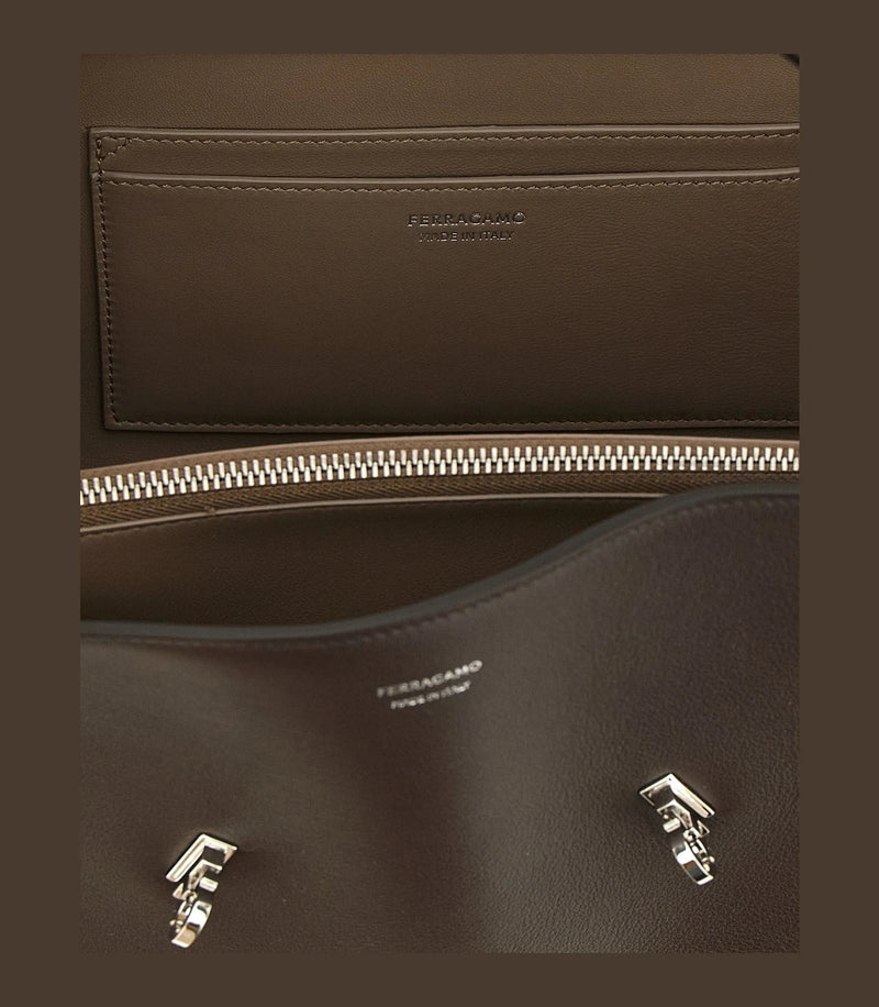 Ferragamo Shoulder Bag in brown, Calfskin Leather — view 4