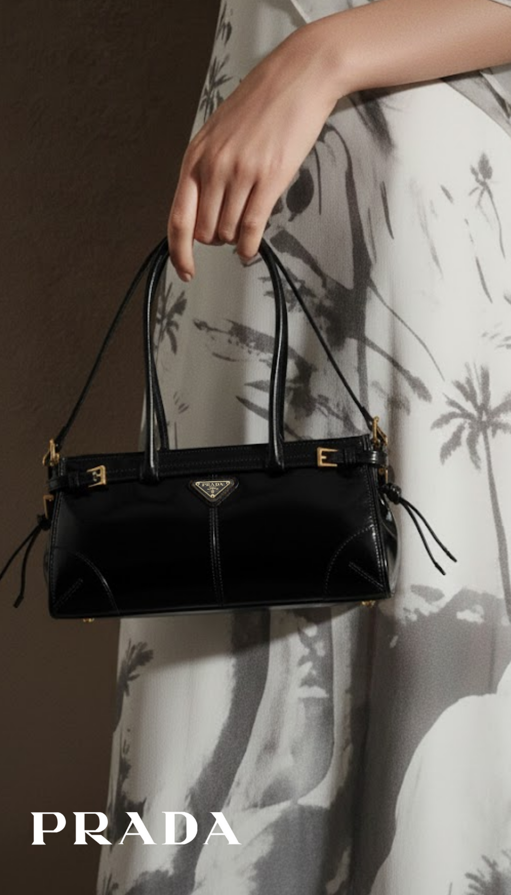 Prada Black Calf Leather Bos Taurus Shoulder Bag