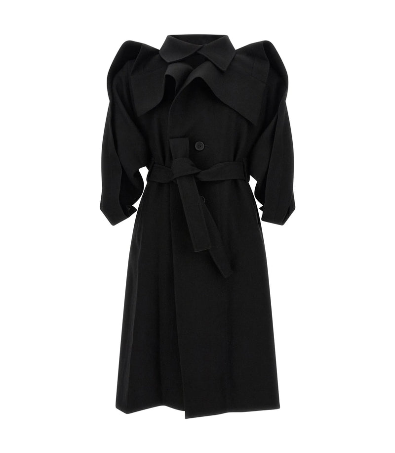 Issey Miyake Wrap Coat in black, Wool