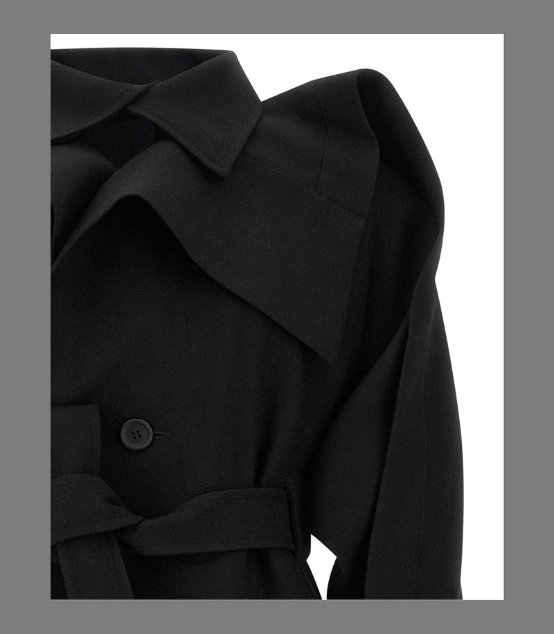 Issey Miyake Wrap Coat in black, Wool — view 3