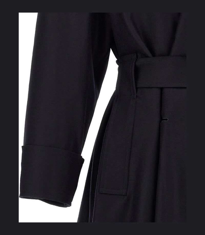 Issey Miyake Wrap Coat in black, Wool — view 4