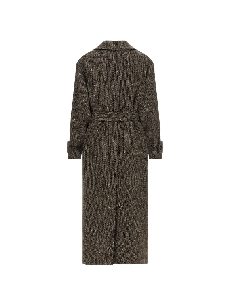 Kiton Wrap Coat in brown — view 2