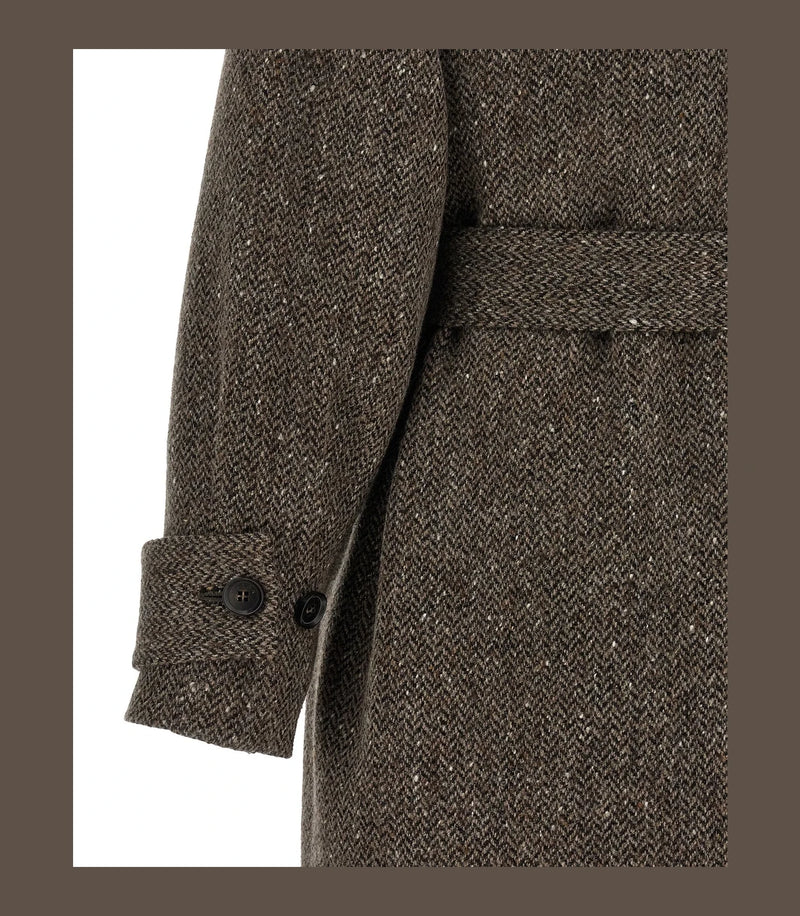 Kiton Wrap Coat in brown — view 4