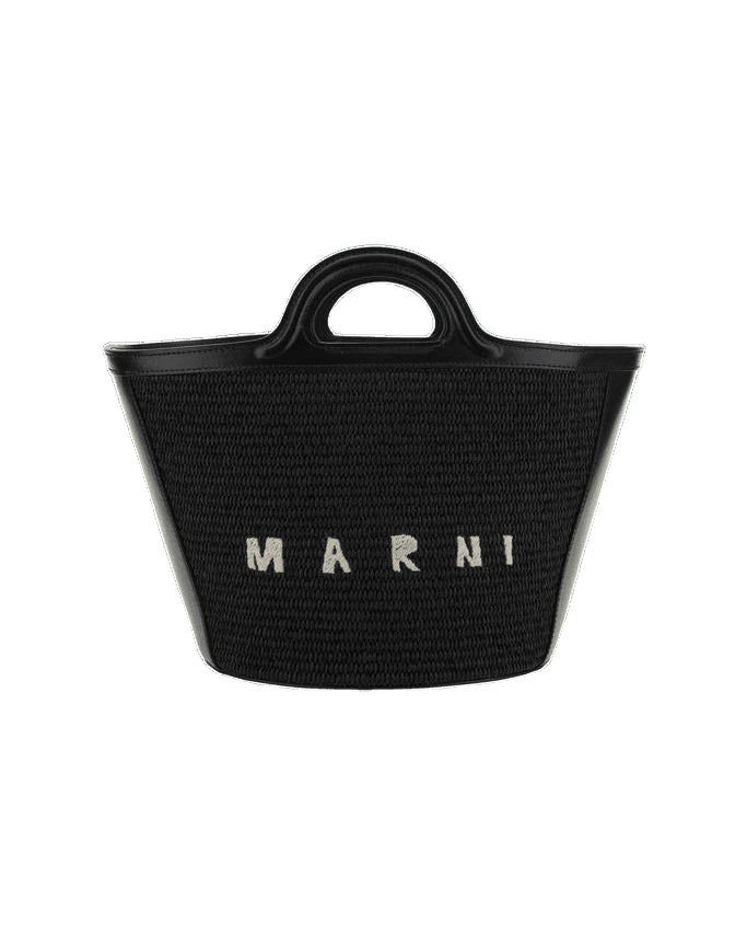 Marni Black Cotton Shoulder Bag Bucket Bags